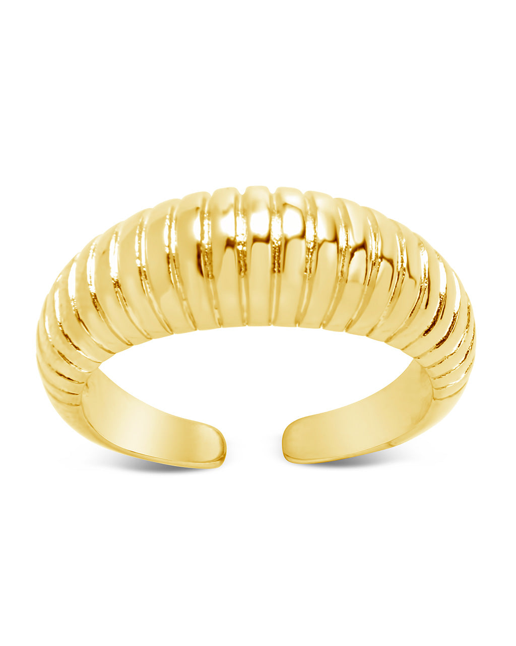 Elegant Ribbed Open Bombe Ring - Stackable Gold & Silver Statement Jewelry for Women - Perfect for Parties, Weddings & Everyday Wear