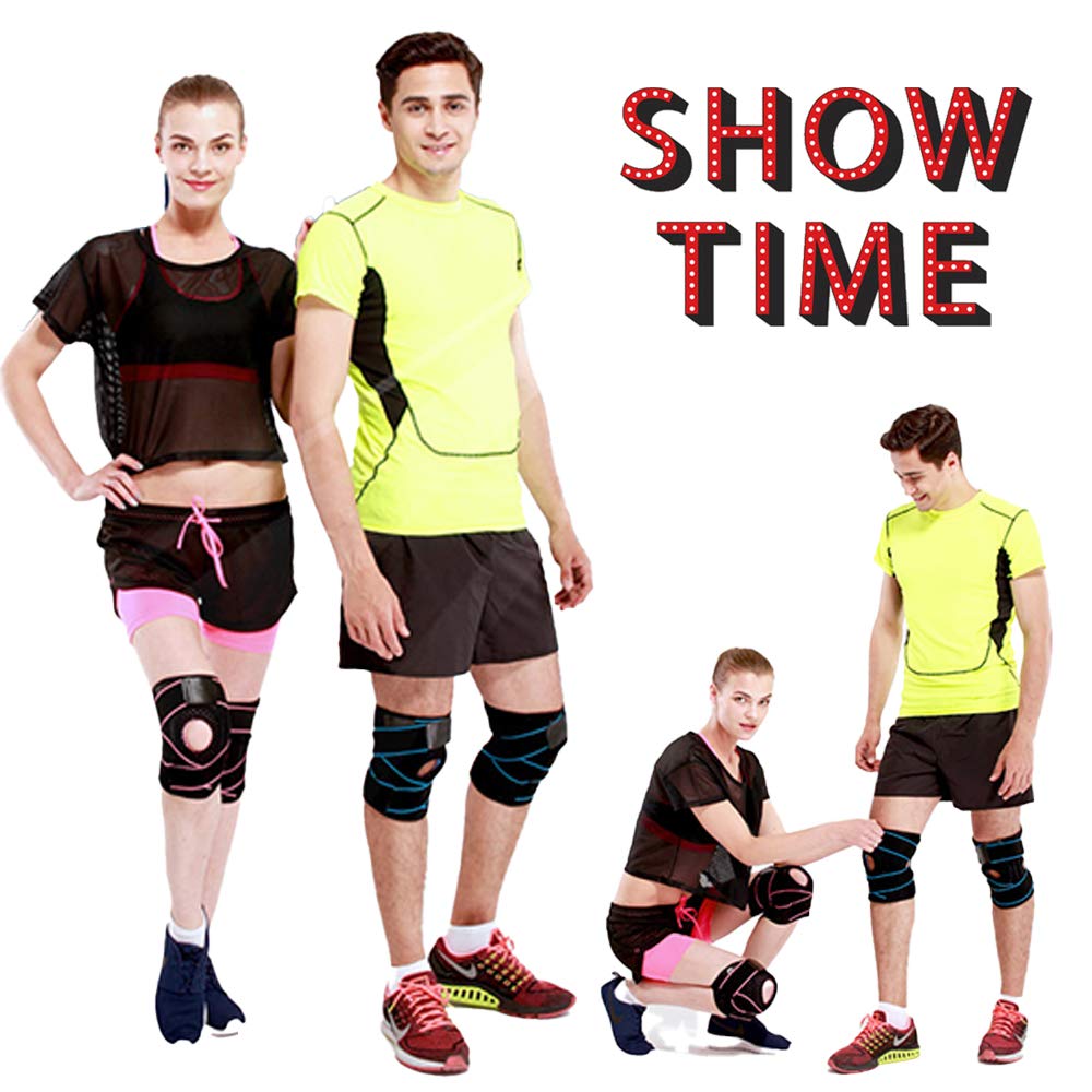 Anti-Slip Compression Knee Brace with Elastic Strap - Neoprene Support for Running, Basketball & Workout - Relieve Pain & Improve Performance