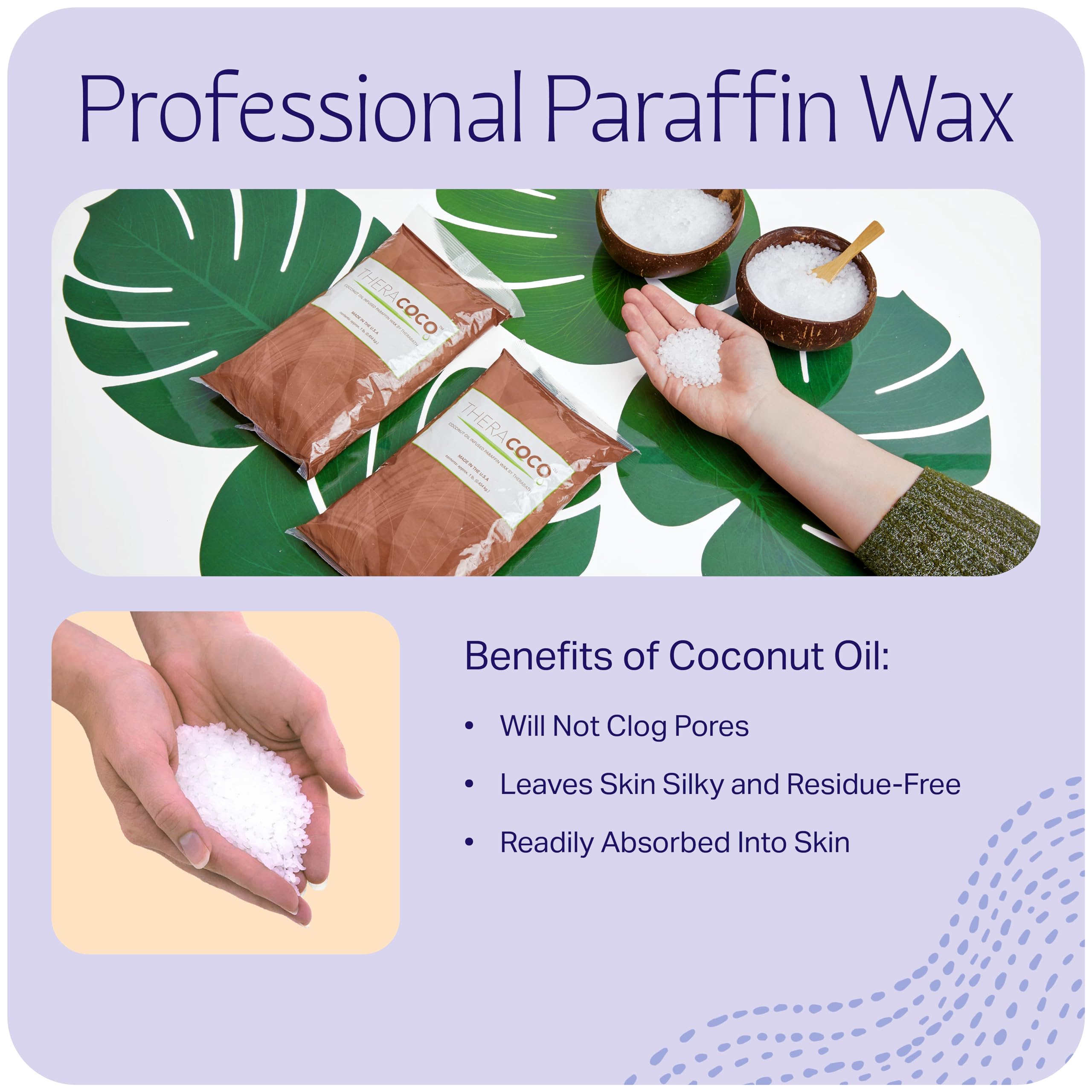 Therabath TheraCOCO Paraffin Wax Refills - 12 lb Wax Beads with Coconut Oil for Arthritis Pain Relief, Stiff Muscles & Dry Skin - Hydrating Spa Treatment for Hands, Feet & Body - Made in USA (Clearly Coconut) - Perfect for Home Spa, Professional Salons & Pain Management Therapy