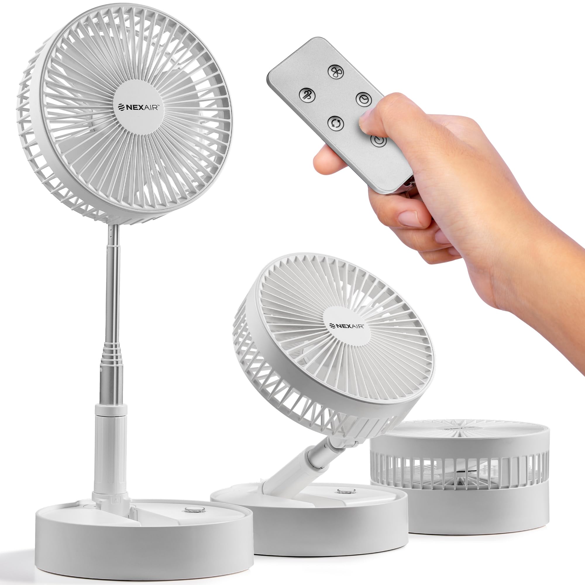 Foldable Oscillating Fan with Remote Control - 4 Speed Adjustable Height (14”–40