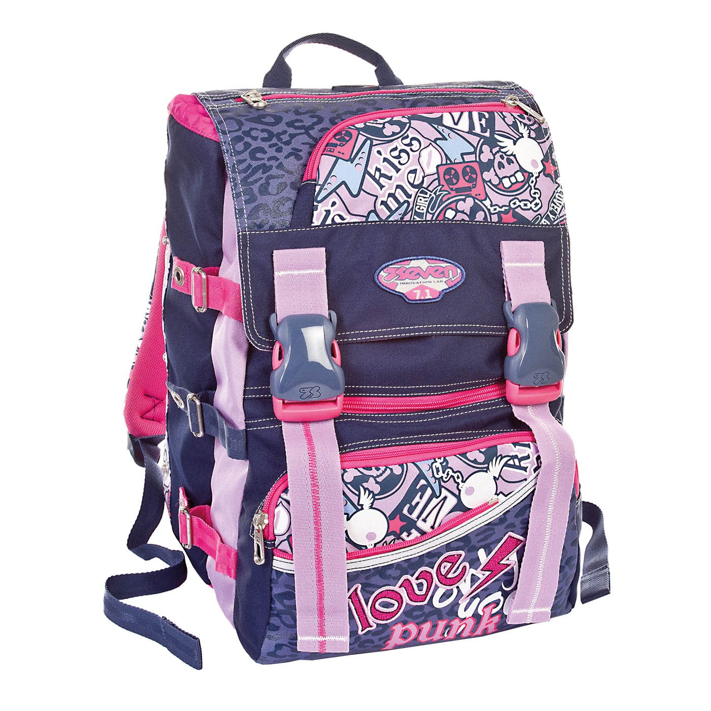 Seven Expandable Backpack for School & Travel - Durable Big First Nero Backpack for Students & Professionals | Perfect for Daily Commute, College, Office & Outdoor Adventures