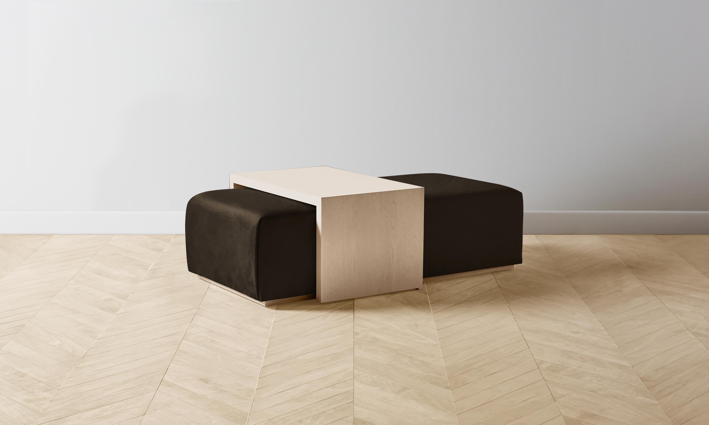 The Bowery Ottoman - Premium Nubuck Leather in Espresso Brown | Modern Footrest & Living Room Accent Piece