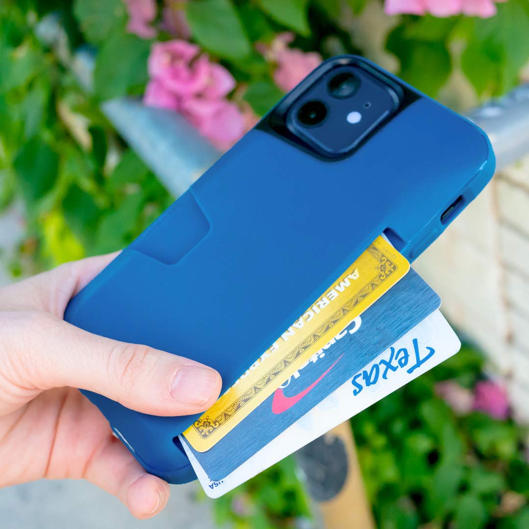 Smartish iPhone 12/12 Pro Slim Protective Wallet Case with Credit Card Holder - Wallet Slayer Vol.1 Silk Cover (Blues on The Green) | Perfect for Everyday Use, Travel & Secure Card Storage