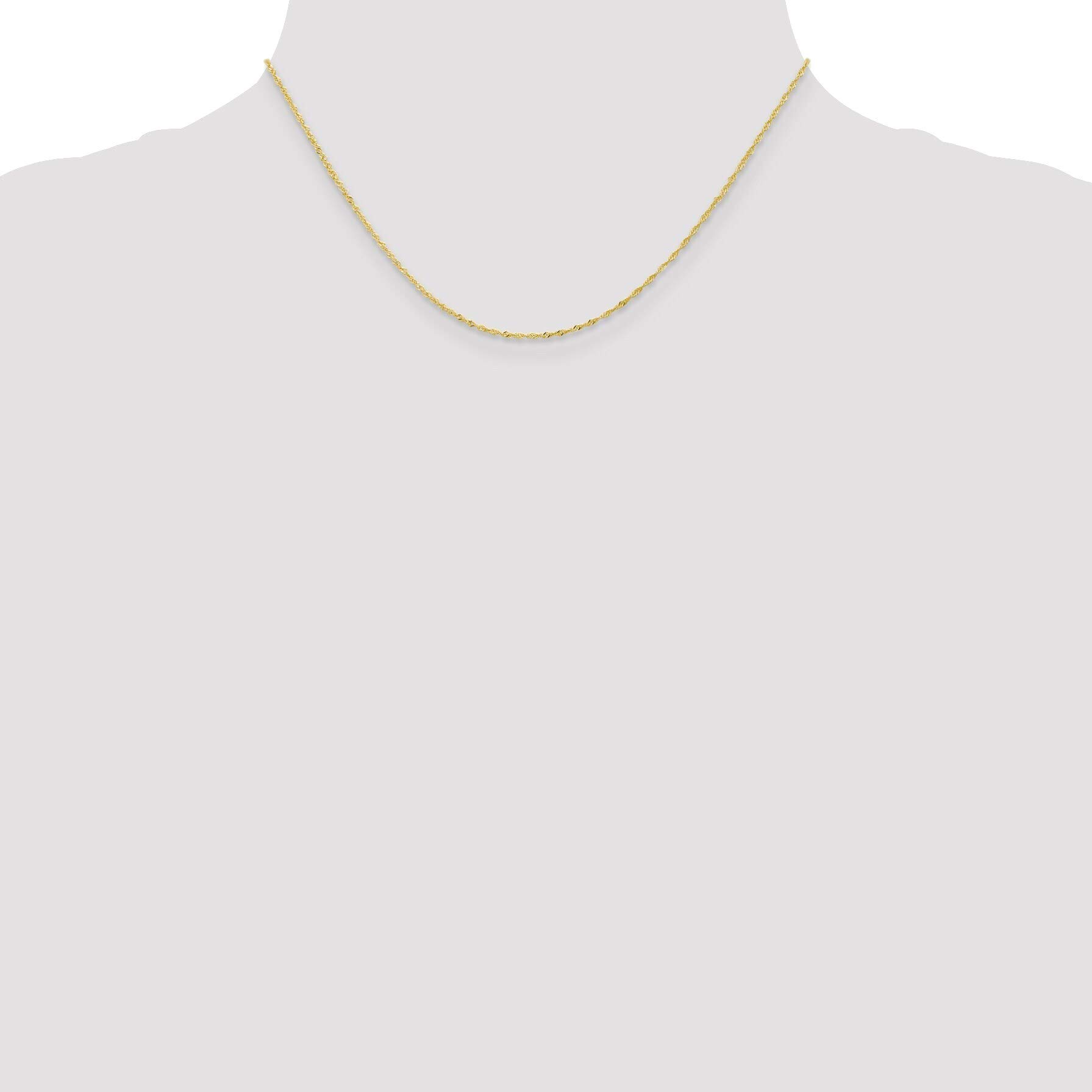 Bonyak 10K Yellow Gold Singapore Chain Necklace 1.10mm - Perfect for Layering, Gift Giving & Everyday Elegance