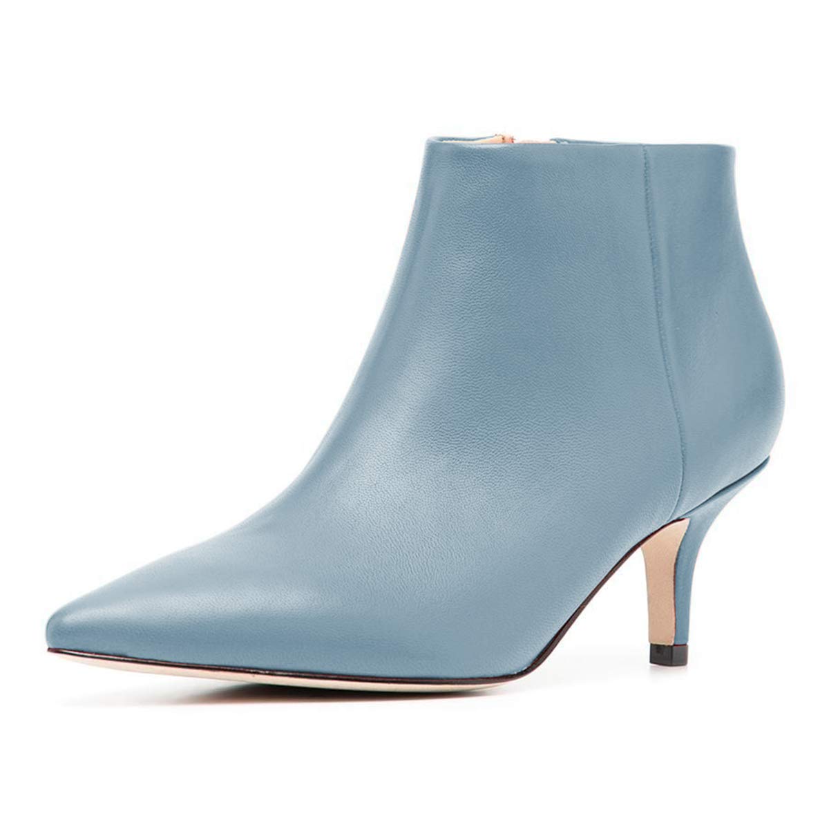 YDN Women's Fashion Pointed Toe Ankle Boots - Low Kitten Heel Side Zipper Dress Booties for Winter, Office & Casual Wear | Comfortable & Stylish Work Shoes for Women
