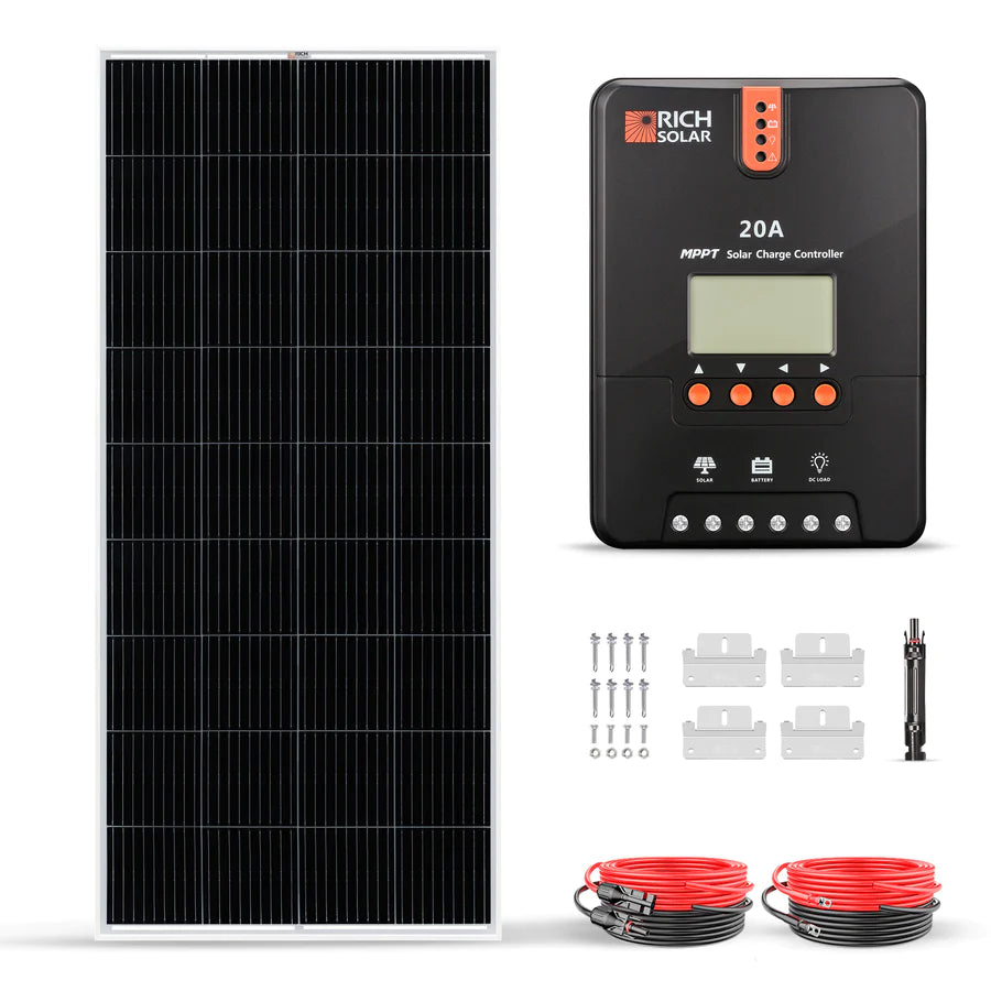 Rich Solar 200 Watt Solar Panel Kit with Charge Controller - Portable Solar Power System for RV, Boat, Off-Grid & Emergency Use