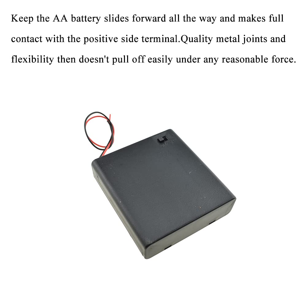 HAHIYO 6V AA Battery Holder with Wire - 3 Pack Black Plastic Case, Built-in Switch & Flexible Springs for Wall Clocks, Ham Radios, Kids Toys - Easy Installation & Secure Power Supply