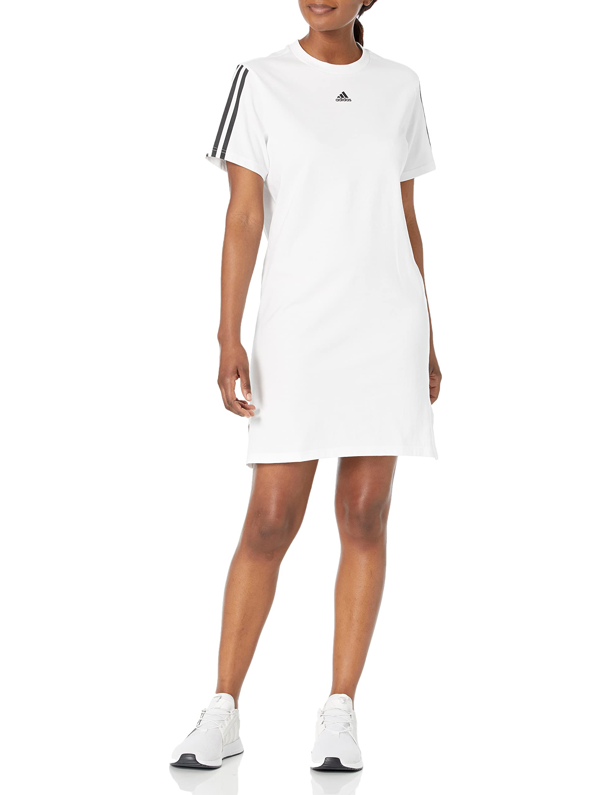 Adidas Women's Essentials Loose 3-Stripes Dress - Casual Summer Dress for Women, Comfortable Lounge Wear, Perfect for Beach, Vacation & Everyday Outfits