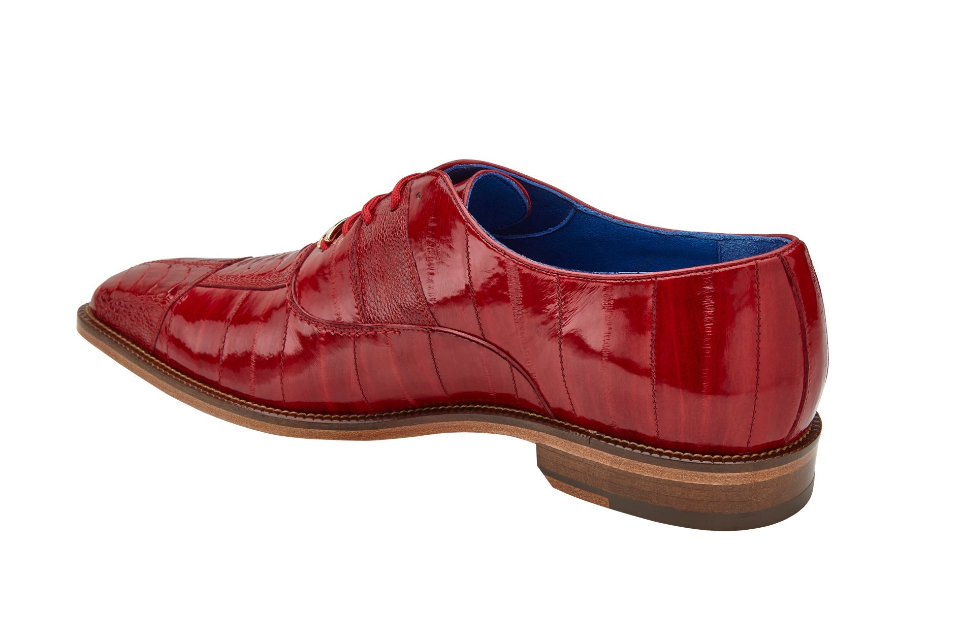 Belvedere Mare Genuine Ostrich & Eel Leather Dress Shoes - Antique Red (2P7) | Premium Formal Footwear for Business & Special Occasions
