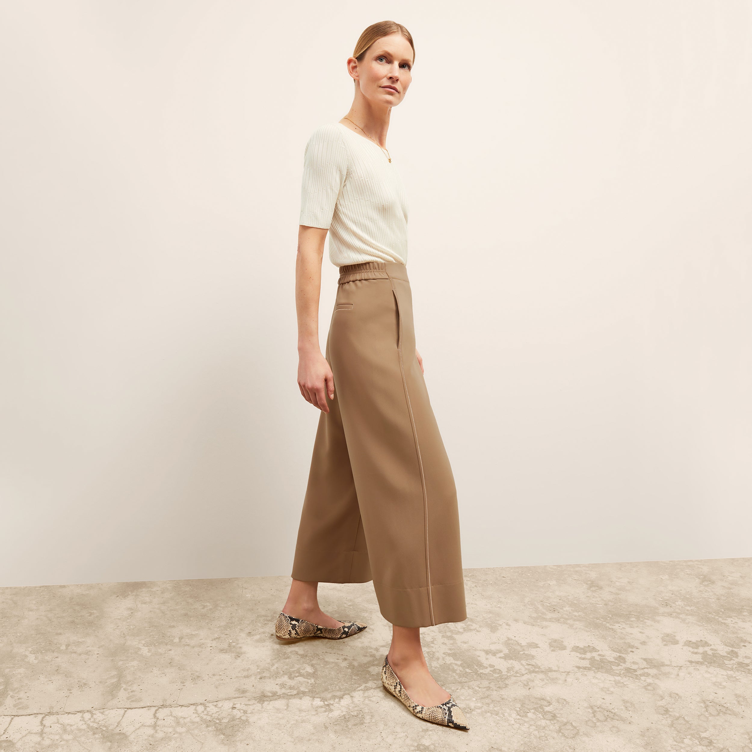 Elena Travel Culotte Pants - Everyday Comfort in Soft Crepe Fabric with Light Saddle Color | Perfect for Work, Travel & Casual Wear
