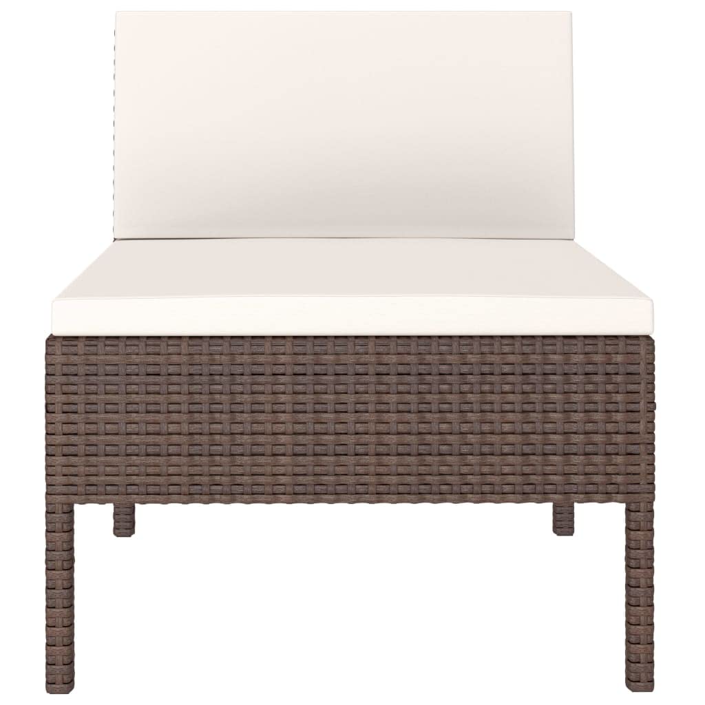 3-Piece Brown Poly Rattan Patio Conversation Set with Cushions - Outdoor Wicker Furniture for Porch, Yard, Balcony & Garden - Perfect for Relaxing, Entertaining & Backyard Gatherings