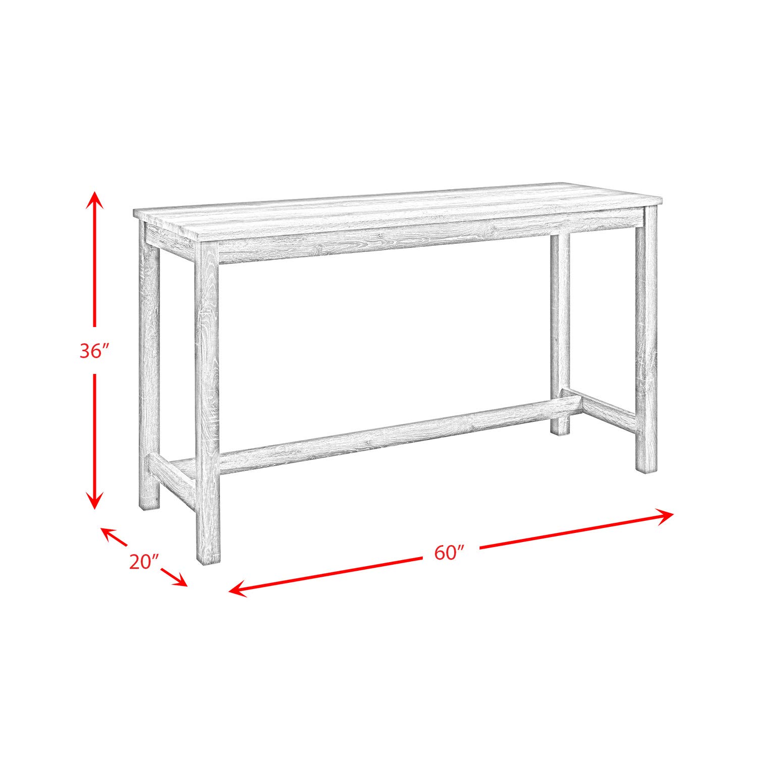 Picket House Furnishings Turner 3-Piece Multipurpose Bar Table Set in Grey - Perfect for Kitchen, Dining Room, Patio & Small Space Living