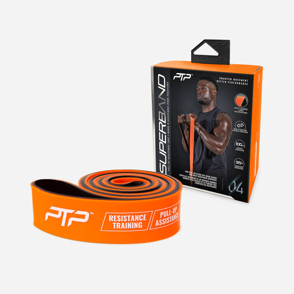 PTP Superband Heavy Resistance Band (45.5-54.5kg) - Orange Dual Exercise Bands for Strength Training, CrossFit & Home Workouts