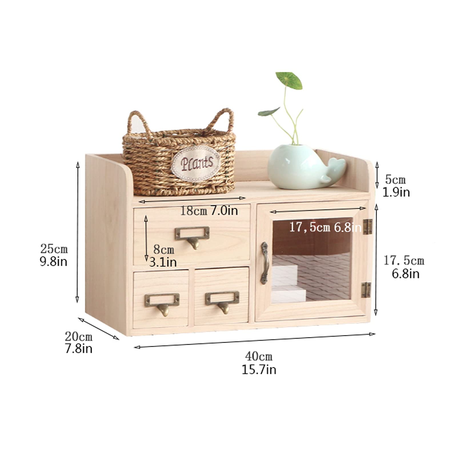 Wooden Desk Organizer with 3 Drawers & Doors - Handcrafted Office Storage Box for Pens, Files & Supplies | Perfect for Home Office, Study Desk & Workspace Organization