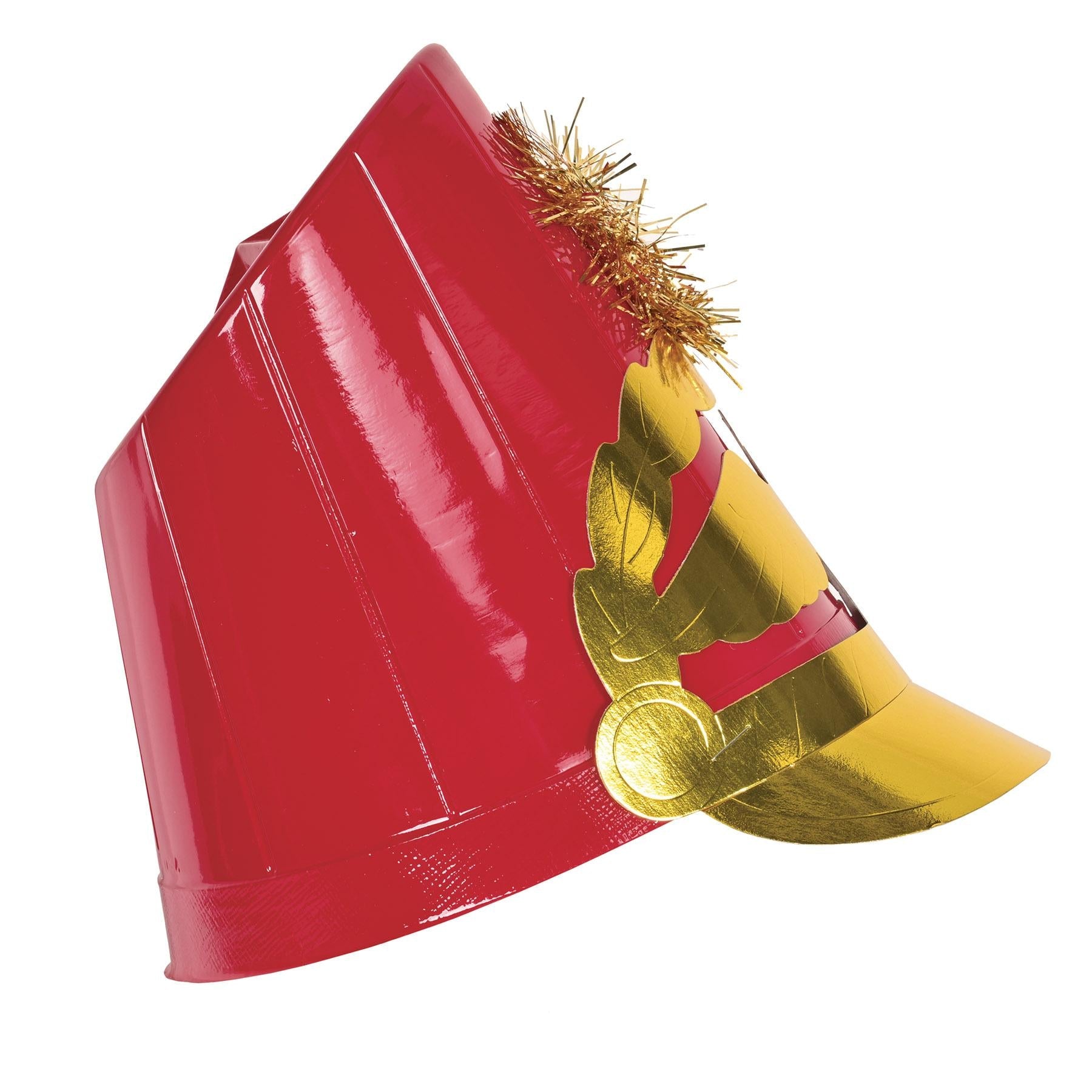 12 Pack Beistle Christmas Plastic Drum Major Hats - Red Santa Hats for Holiday Parties, Parades & Festive Celebrations - Perfect for Christmas, New Year & Costume Events