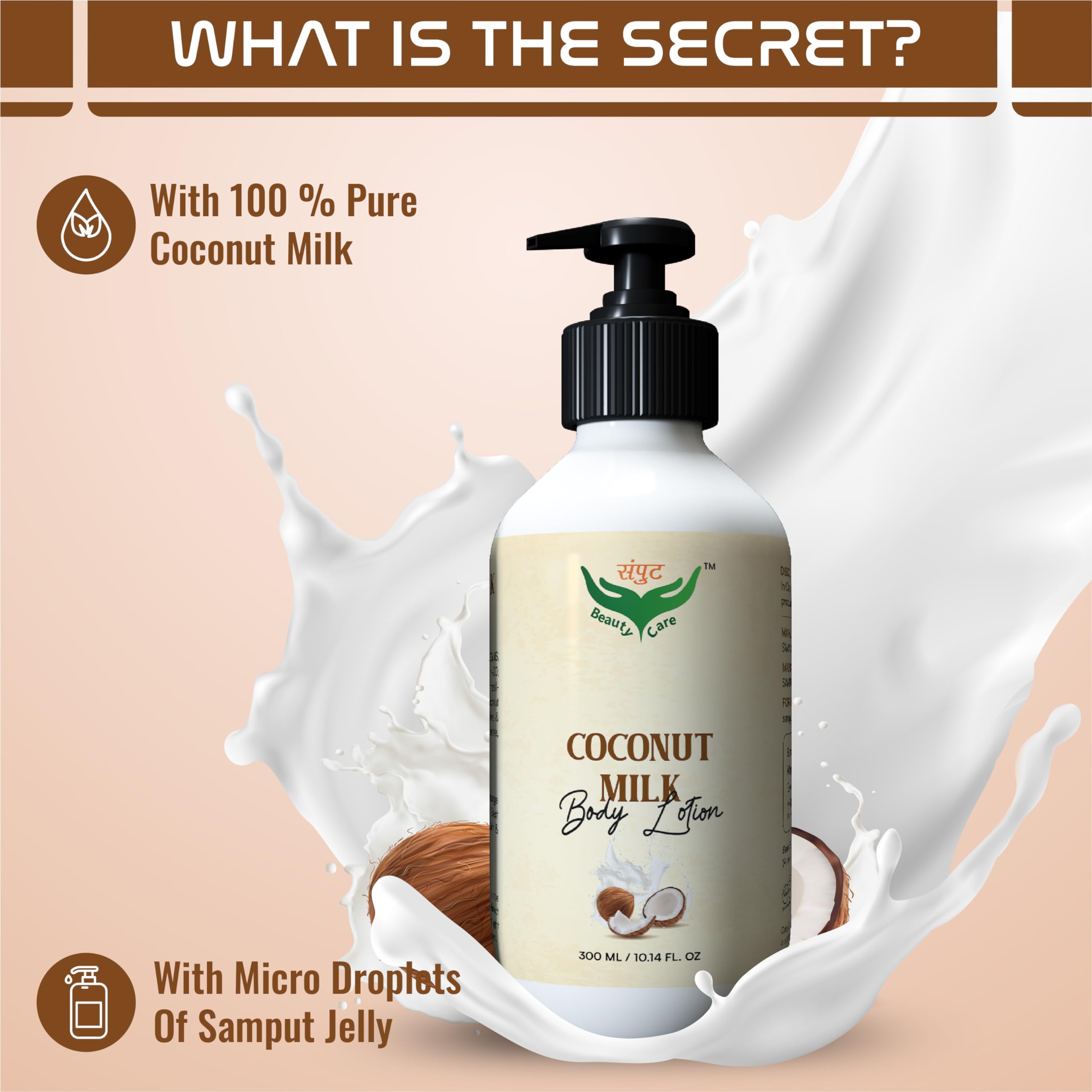 Organic Coconut Milk Body Lotion - Deep Nourishing & Skin Brightening Moisturizer Cream for Dry Skin, 300ml - Perfect for Daily Hydration & After-Sun Care