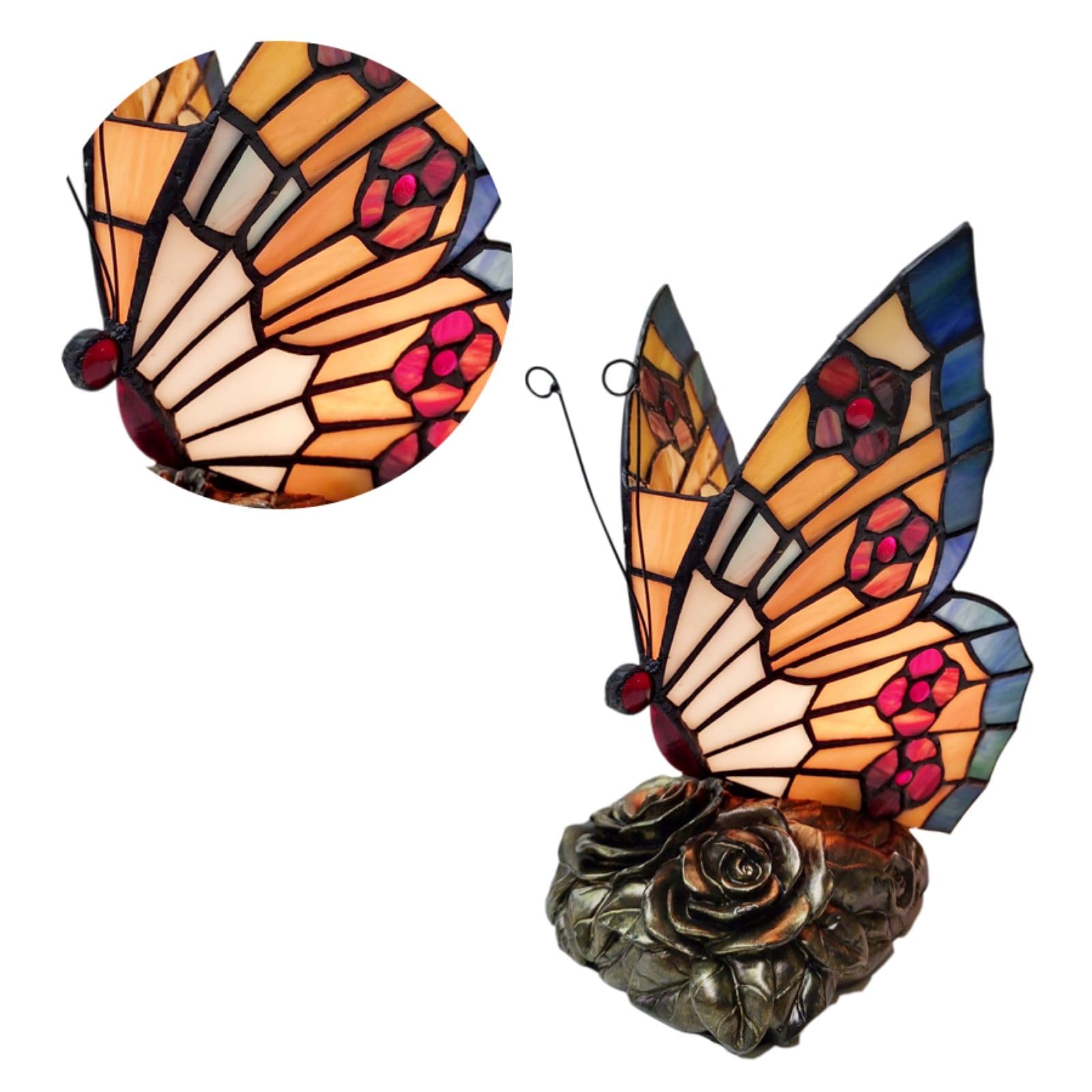 TB03 97 Glass Cuts Tiffany Night Light - 7 x 9 Inches Stained Glass Table Lamp for Bedroom, Living Room, Nursery Decor