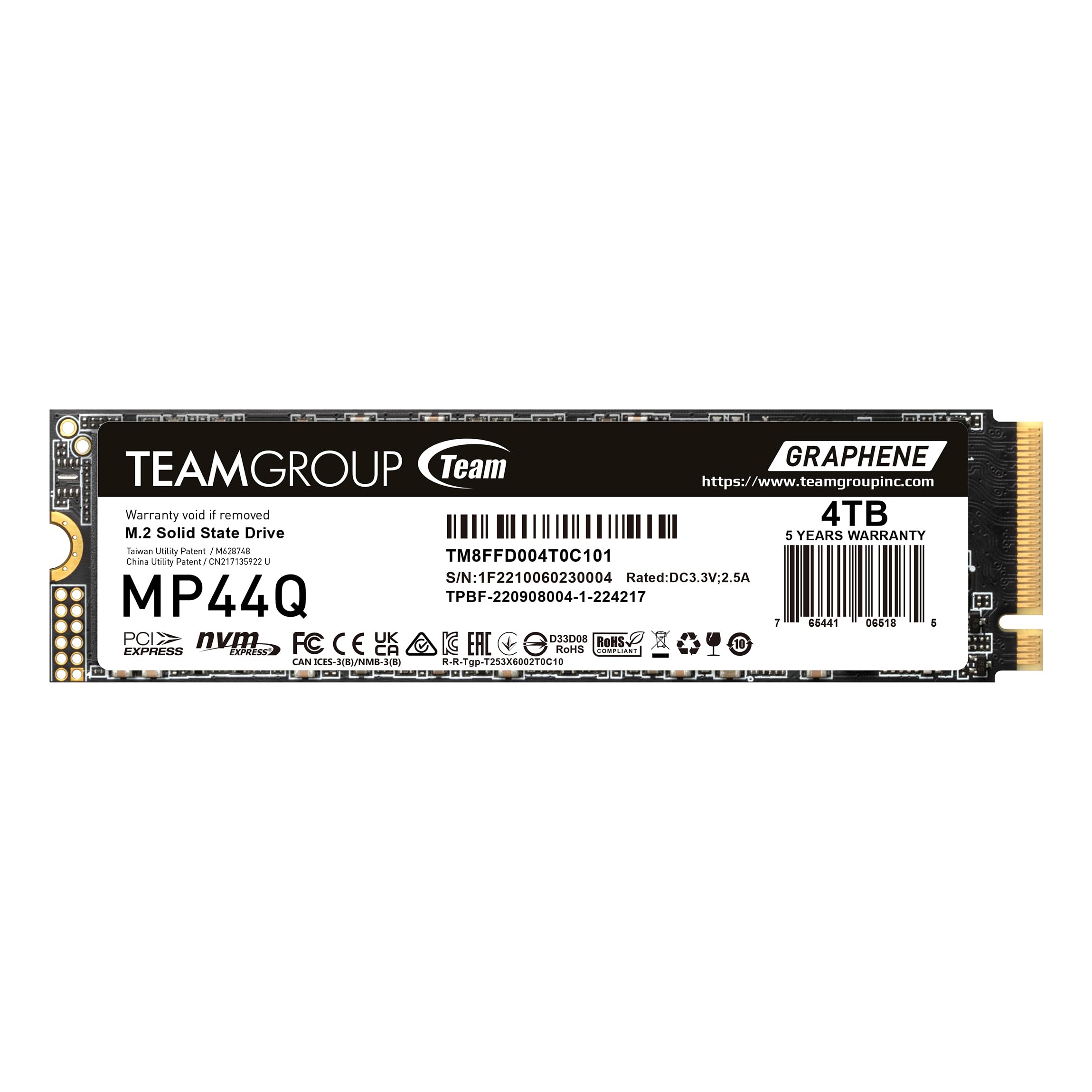 TEAMGROUP MP44Q 4TB PCIe 4.0 NVMe M.2 SSD - 7400MB/s Read, 6500MB/s Write - SLC Cache, Gen4x4 2280 - Compatible with Laptop, Desktop, NUC & NAS - High-Speed Storage for Gaming, Video Editing & Data Backup