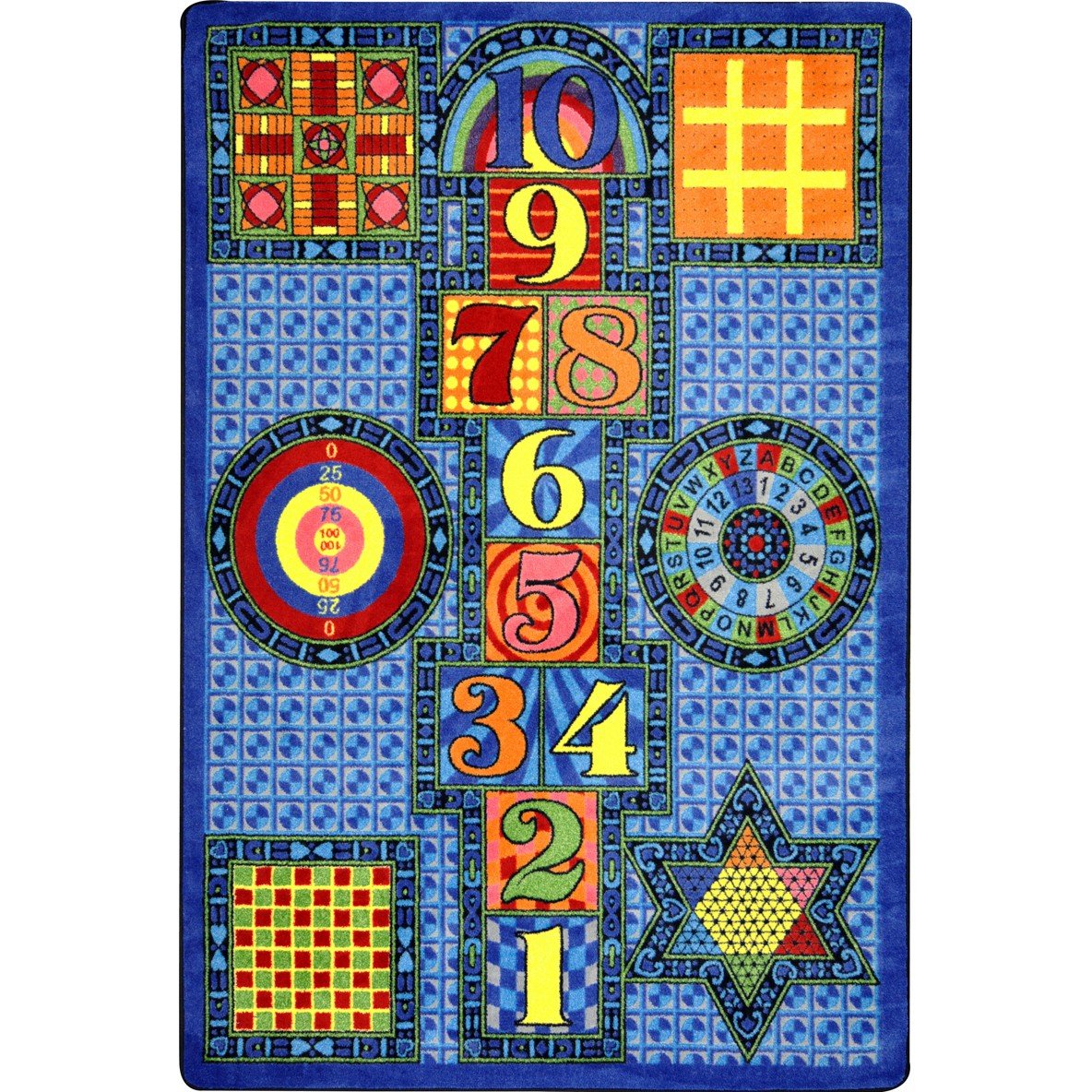 Joy Carpets Games Galore Kids Playroom Rug - Non-Slip 5'4