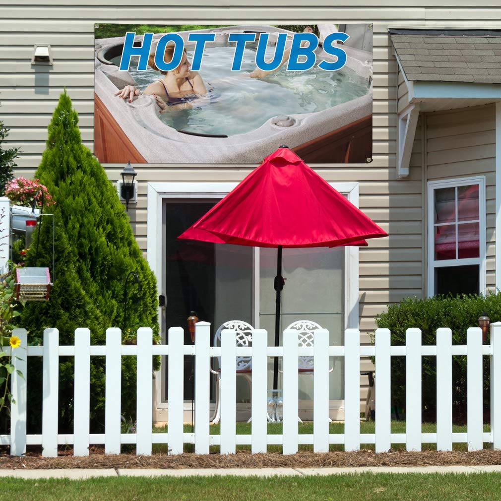 Durable 48x96 Inches Vinyl Banner for Hot Tubs & Outdoor Advertising | Weatherproof Business Sign with 8 Grommets | Perfect for Yard Sales, Events & Industrial Use