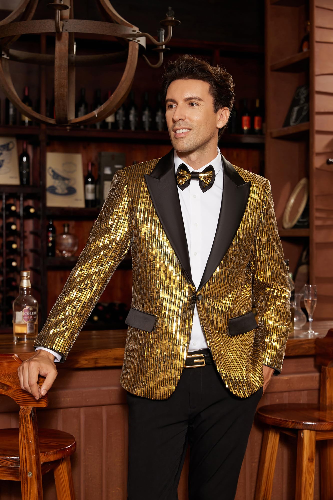 GRACE KARIN Men's Sequin Blazer Suit - Slim Fit One Button Sparkling Tuxedo Jacket for Prom, Wedding & Party | Formal Evening Wear & Special Occasion Outfit