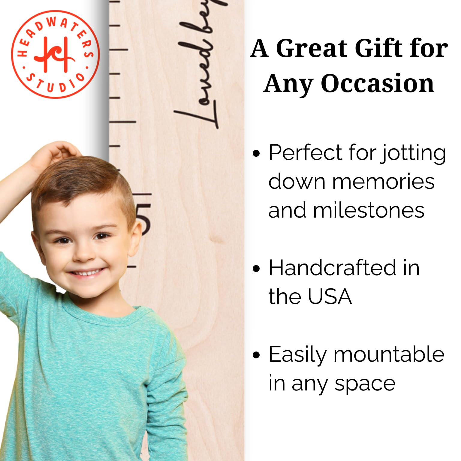 Boho Wooden Growth Chart for Kids - Natural Wood Wall Height Measurement Ruler for Baby & Toddler - Perfect Nursery Decor, Birthday Gift & Home Wall Art - Love Beyond Measure