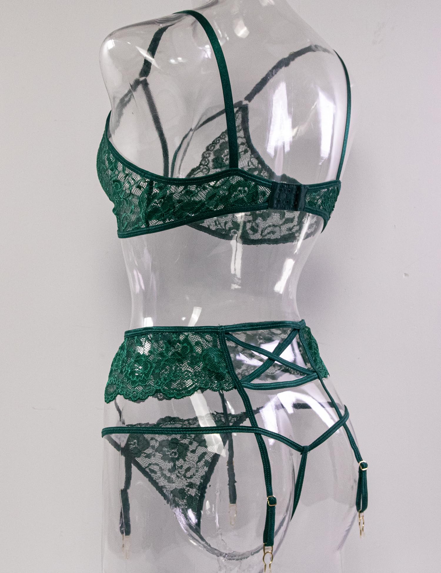 Sexy Women's Lingerie Set with Stockings, Gloves & Garter Belt - Valentine's Day Lingerie & Bridal Nightwear for Romantic Occasions