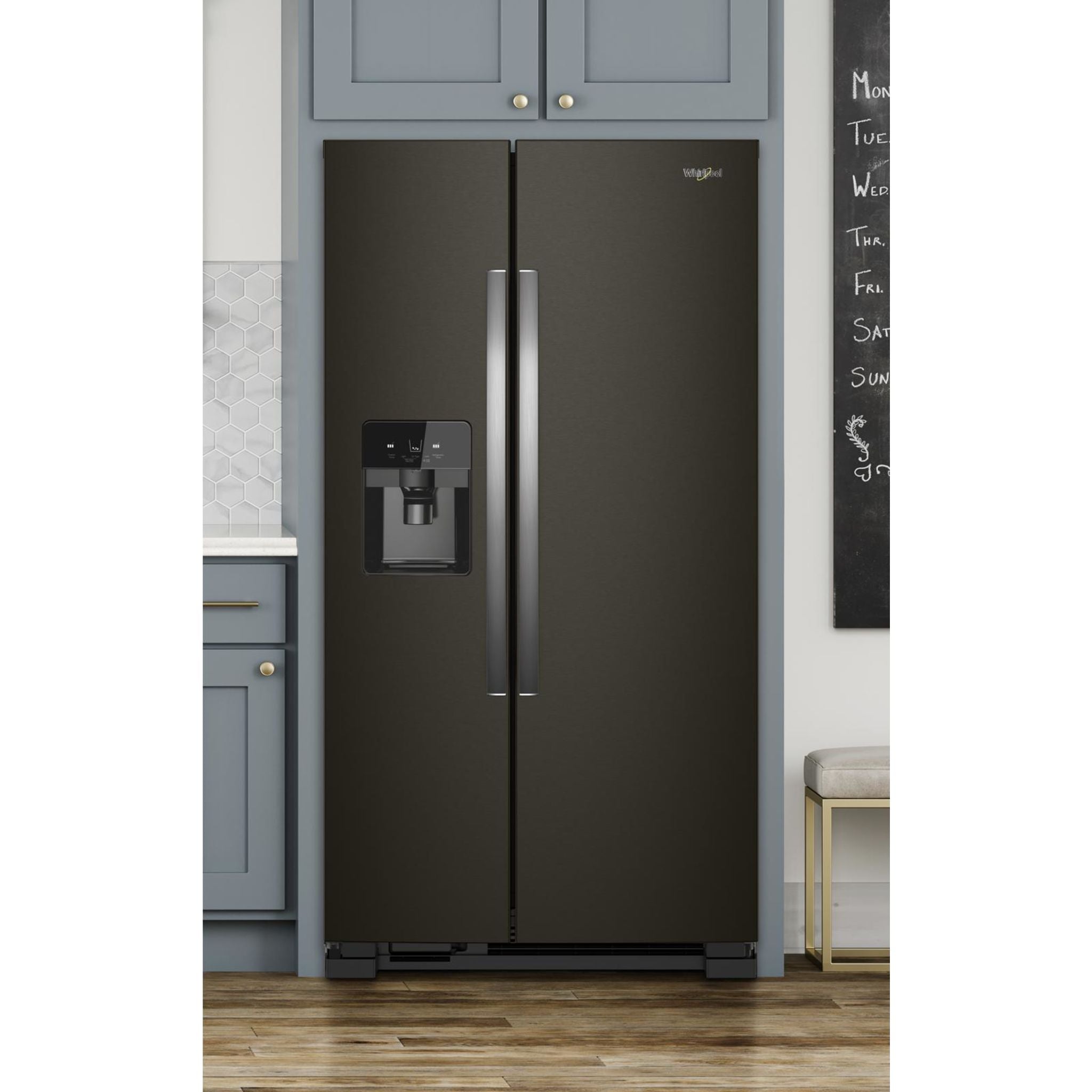 Whirlpool WRS321SDHV 36-Inch Side by Side Refrigerator with Black Stainless Steel Finish - Energy Efficient Kitchen Appliance for Modern Homes