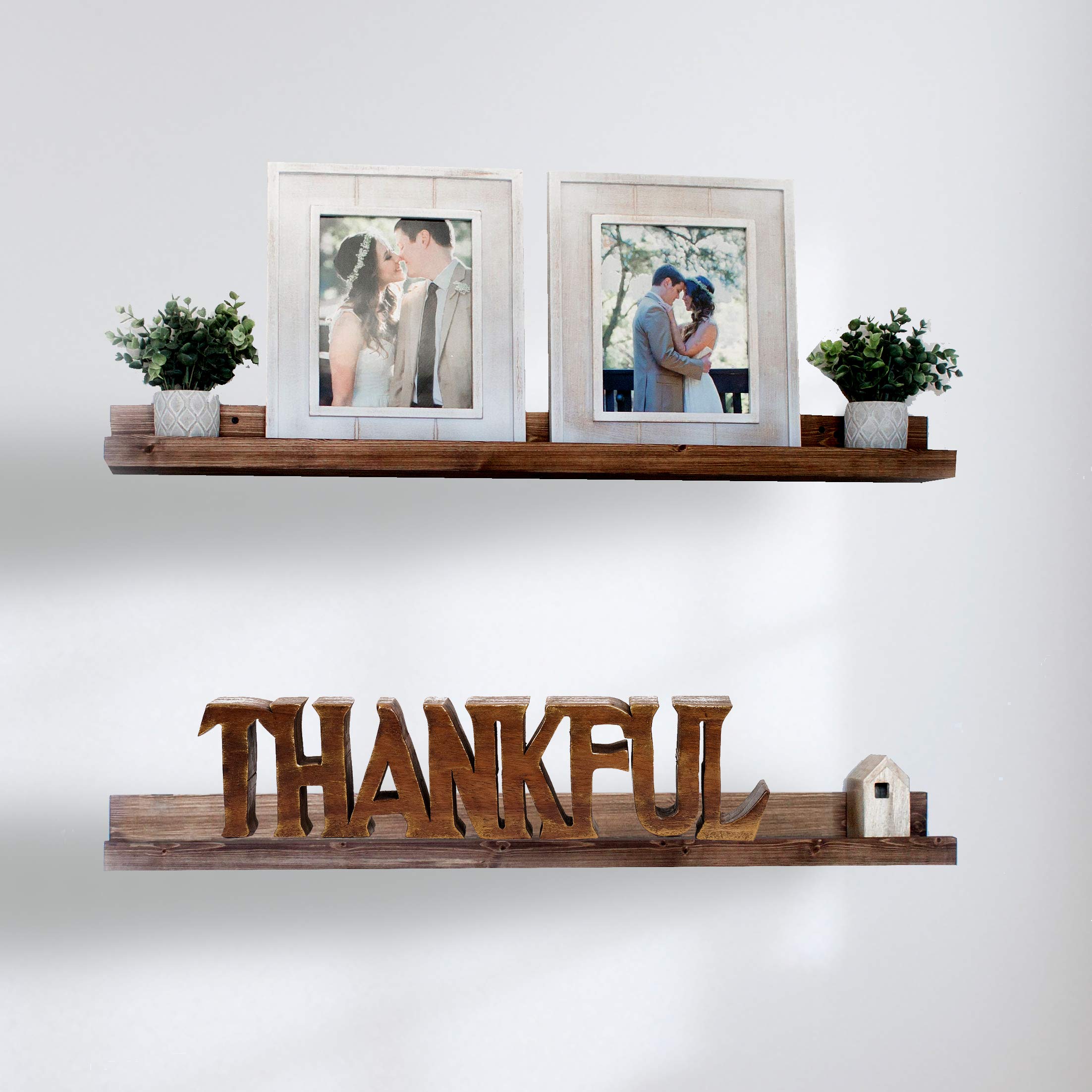 Decozen Wooden Thankful Sculpture - Thoughtful Mother's Day & Birthday Gift for Mom - Home & Office Decor for Living Room, Shelf, Fireplace, Farmhouse, Tabletop, Boho & Mantle - Perfect for Mother's Day Decorations & Rustic Home Accents