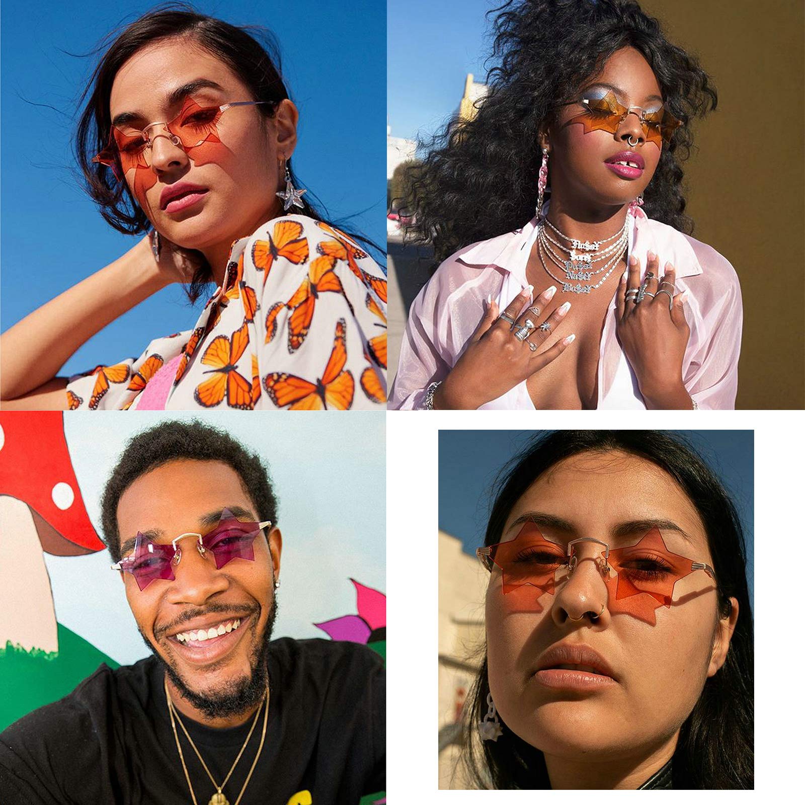 Stylish Rimless Star-Shaped Transparent Sunglasses for Women & Men – Trendy Pentagram Eyewear for Parties, Festivals & Everyday Fashion
