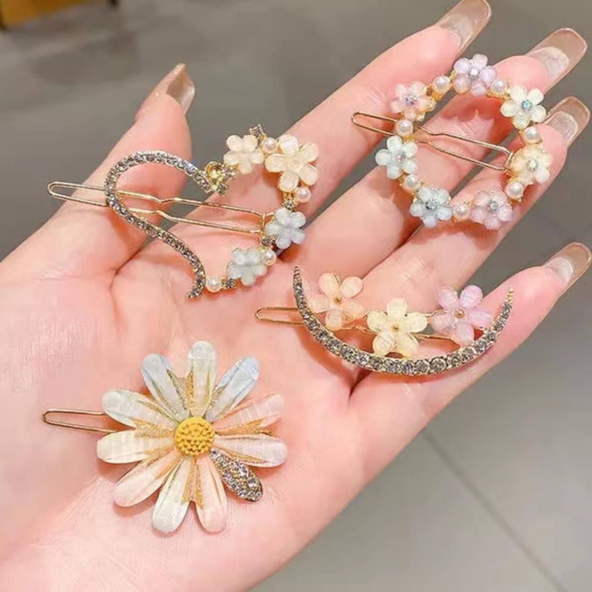 8PCS Floral Bobby Pins Hair Clips Set - Elegant Flower Hair Accessories for Women, Girls (Wedding, Party, Daily Use) - Perfect for Bridal, Prom, Date Night & Special Occasions
