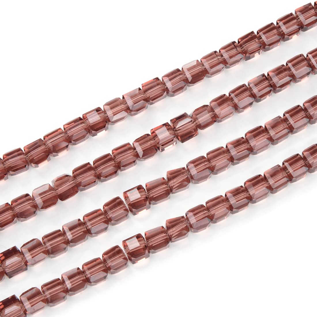 Czech Faceted Cube Crystal Glass Loose Beads 8mm (0.31 Inch) Burgundy Red - 190-196pcs Bulk for DIY Jewelry Making, Necklace, Bracelet, Earrings Craft Supplies - Perfect for Wedding, Party, Gift Accessories