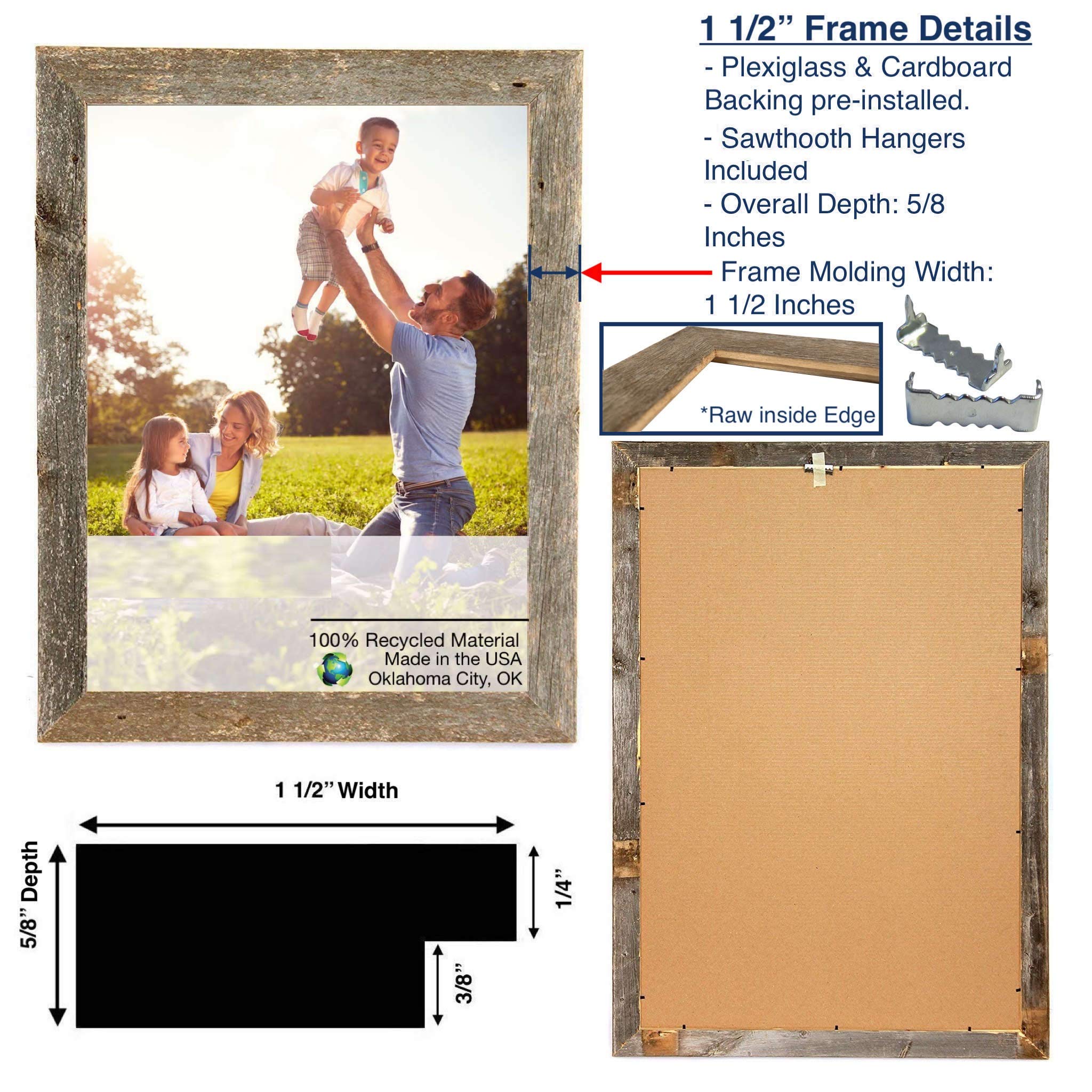 HomeRoots 24x36 Rustic White Washed Picture Frame with Shatter-Resistant Plexiglass - Perfect for Wall Decor, Family Photos, and Art Displays in Living Room, Bedroom, or Office