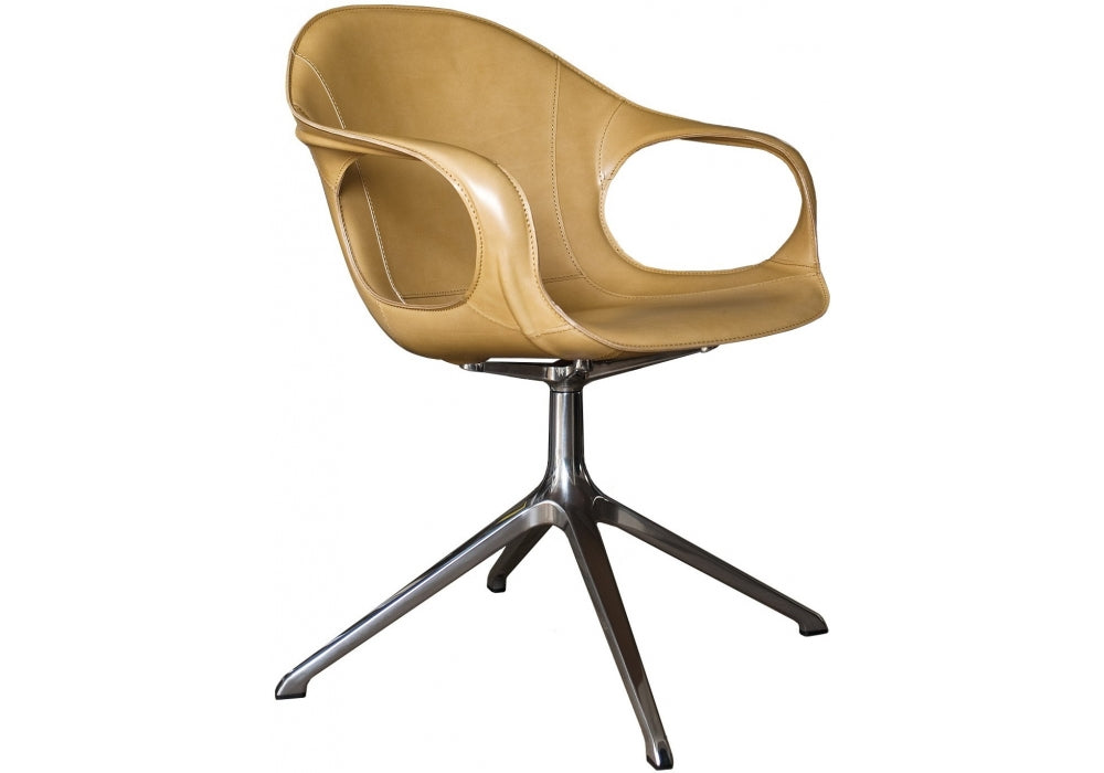 ELEPHANT Swivel Trestle Chair with Hide Upholstered Seat - Modern Office & Living Room Accent Chair for Home & Workspace