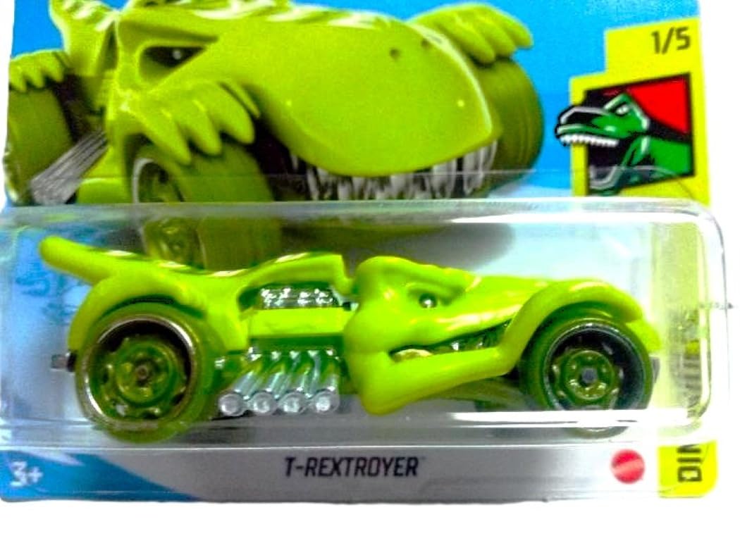 Hot Wheels T-Rex Troyer Green Dinosaur Toy Car - 1:64 Scale Die-Cast Model for Kids & Collectors - Perfect for Playtime, Gifts, and Dinosaur-Themed Collections