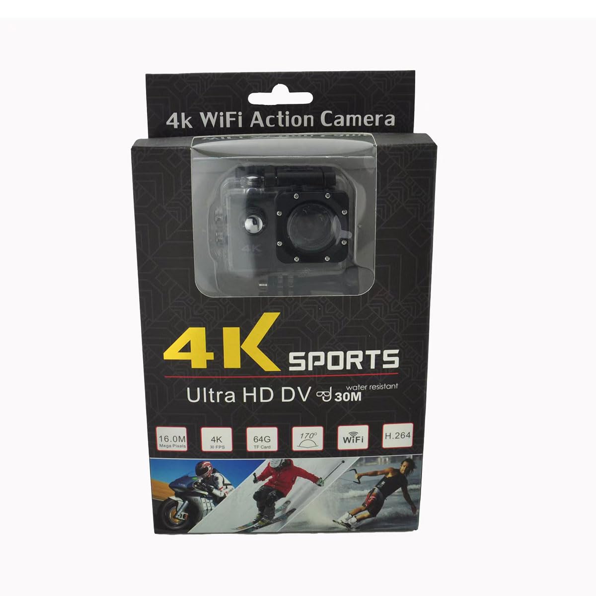 WJPUELUO 4K Action Camera - Waterproof Sports Camera with WiFi & Remote Control, Underwater HD Video for Diving, Surfing, Cycling & Outdoor Adventures - Complete Accessories Kit