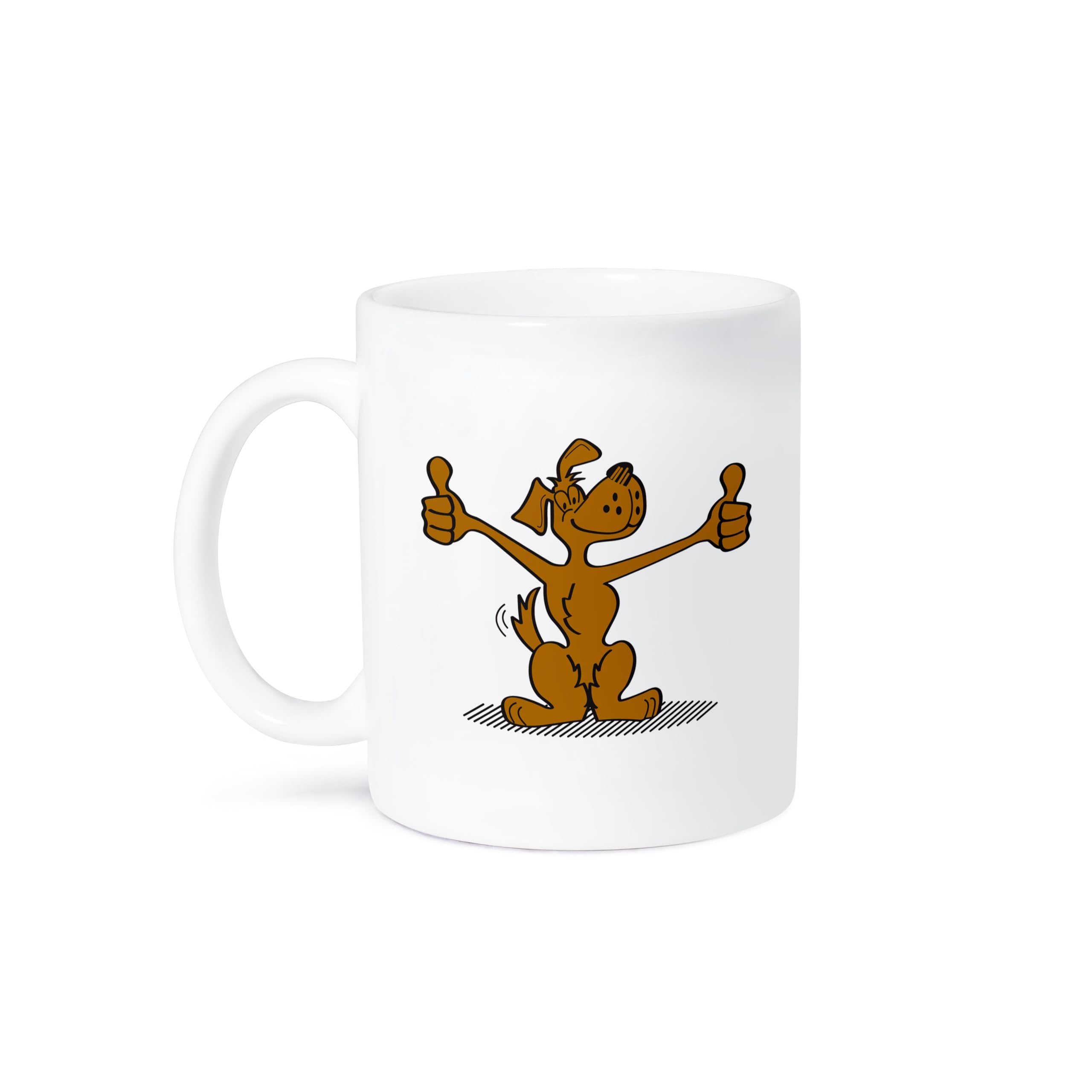 Funny Cartoon Dog Giving Thumbs Up Retro Style Coffee Mug - 15oz Ceramic Cup with Cute Animal Pet Design - Perfect Gift for Coffee Lovers, Office Use & Home Decor