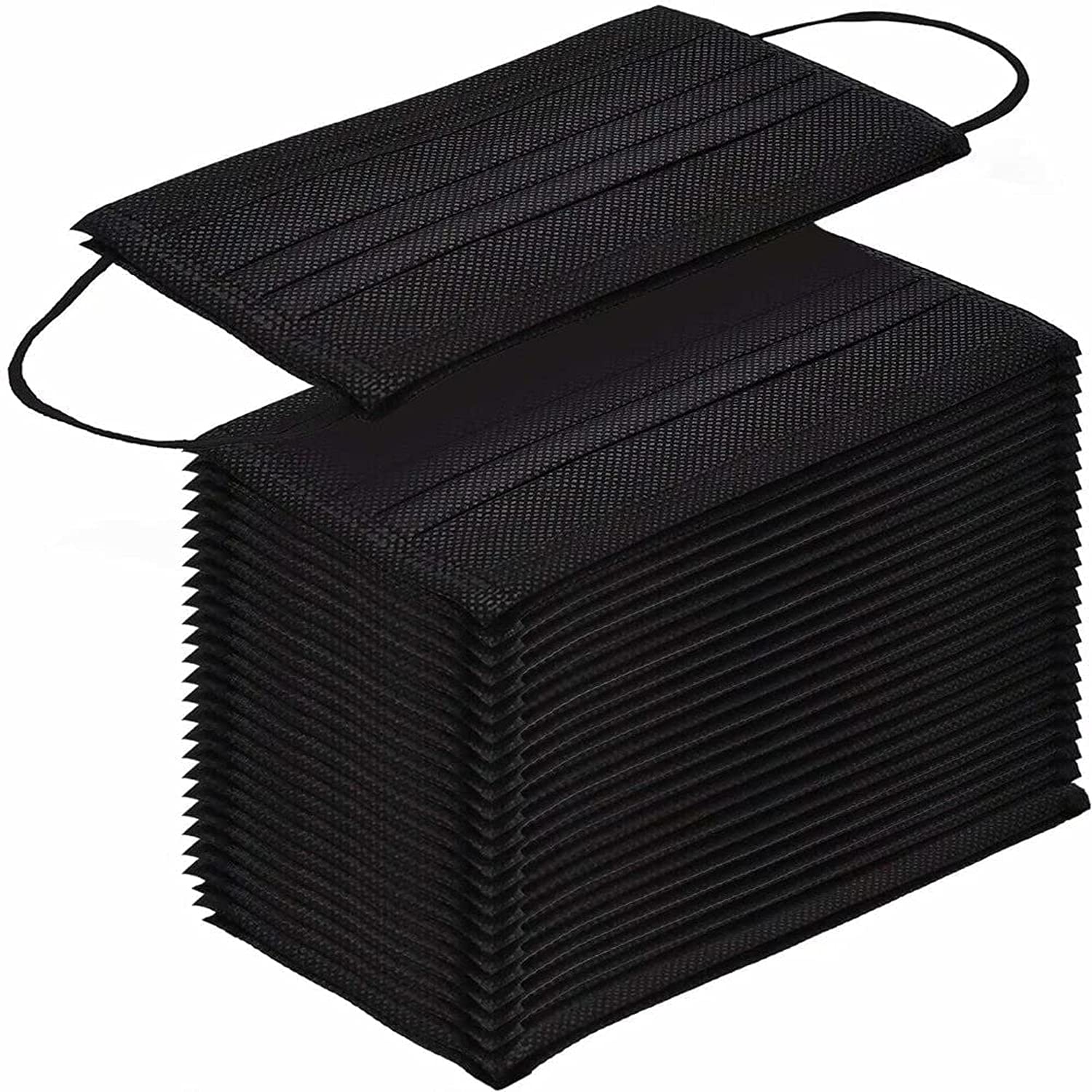 50 Pack Black Disposable Face Masks - 3 Ply Breathable Protection for Daily Use, Travel & Public Safety | FDA Approved Dust & Pollen Filter
