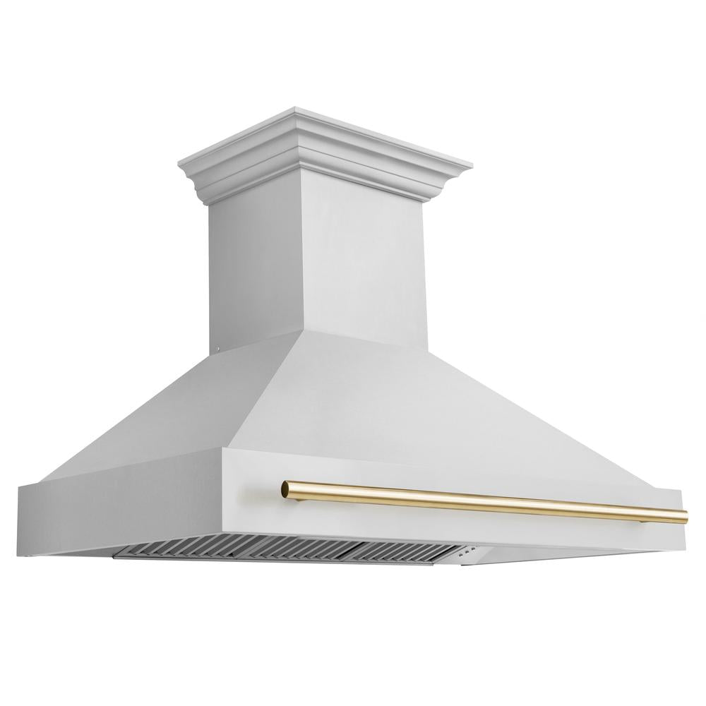 ZLINE Autograph Edition 48-inch Stainless Steel Dual Fuel Range with Range Hood & Dishwasher - Polished Gold Accents (3AKP RARHDWM48 G) | Professional Kitchen Package for Home Chefs & Modern Cooking Enthusiasts