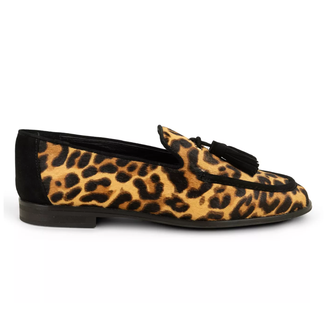 Pedro Miralles Women's Leopard Print Loafers with Tassel - Stylish Slip-On Shoes for Office, Casual Outfits & Travel