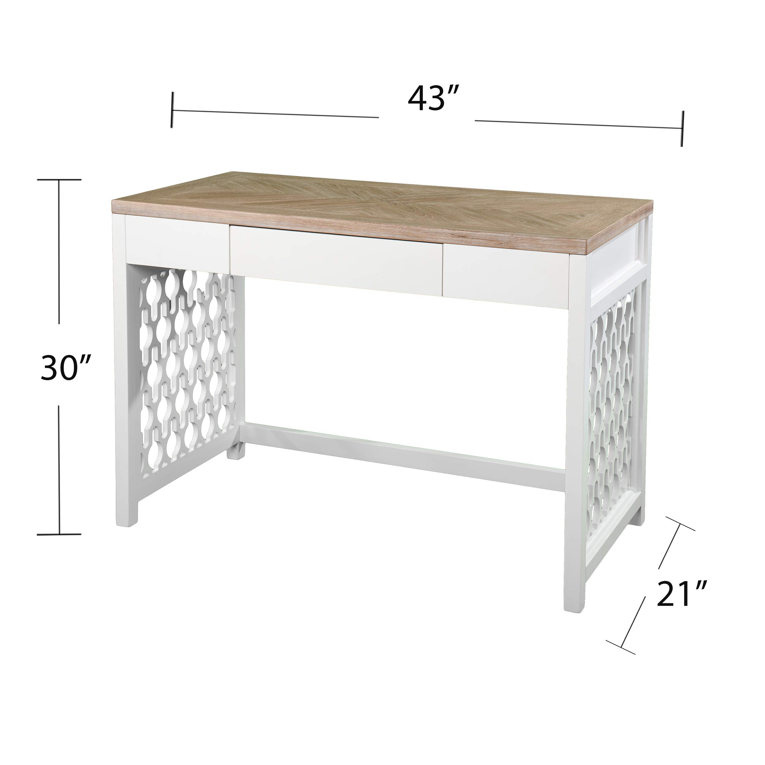 Wayliff Natural and White Writing Desk - Modern Home Office Furniture for Small Spaces, Study & Work from Home