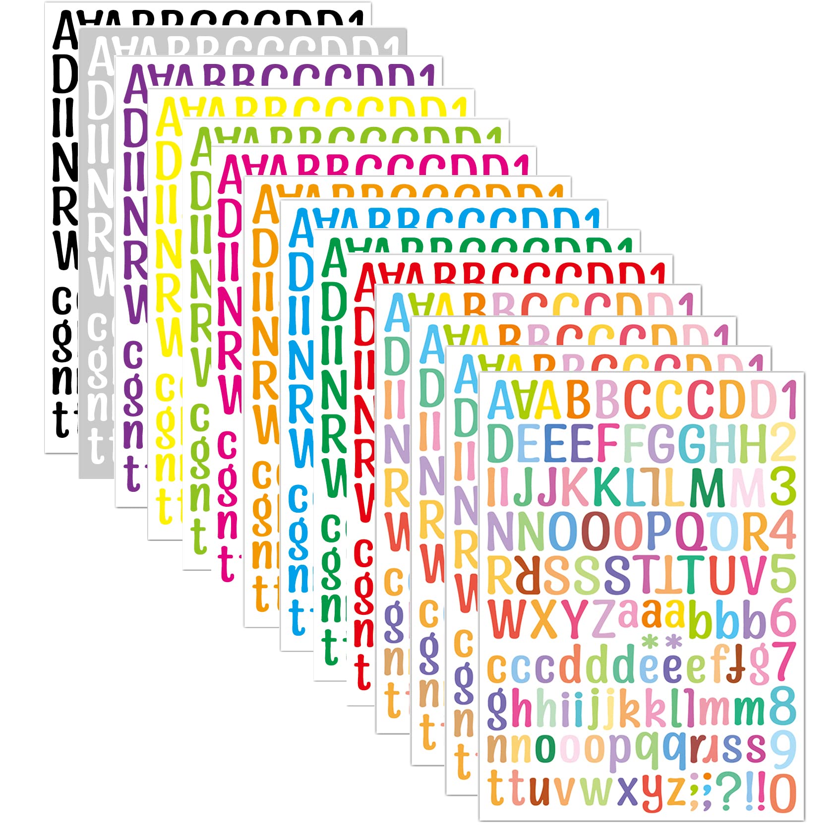 1764 Colorful Alphabet Stickers - 14 Sheets Self-Adhesive Vinyl Letter Stickers (1 Inch A-Z) for DIY Crafts, Scrapbooking, Cup Decoration, Windows, Doors, Cars & Notebooks - Perfect for Home, Office & School Projects