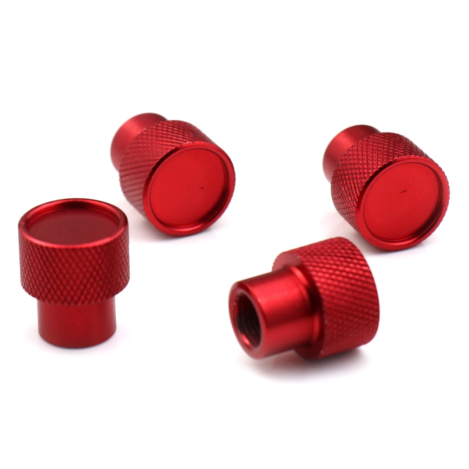 Bashineng 4-Piece Aluminum Valve Stem Caps Set - Universal Fit for Cars, SUVs, Trucks, Bikes & Motorcycles (Red) | Durable Tire Accessories for Enhanced Vehicle Style & Protection