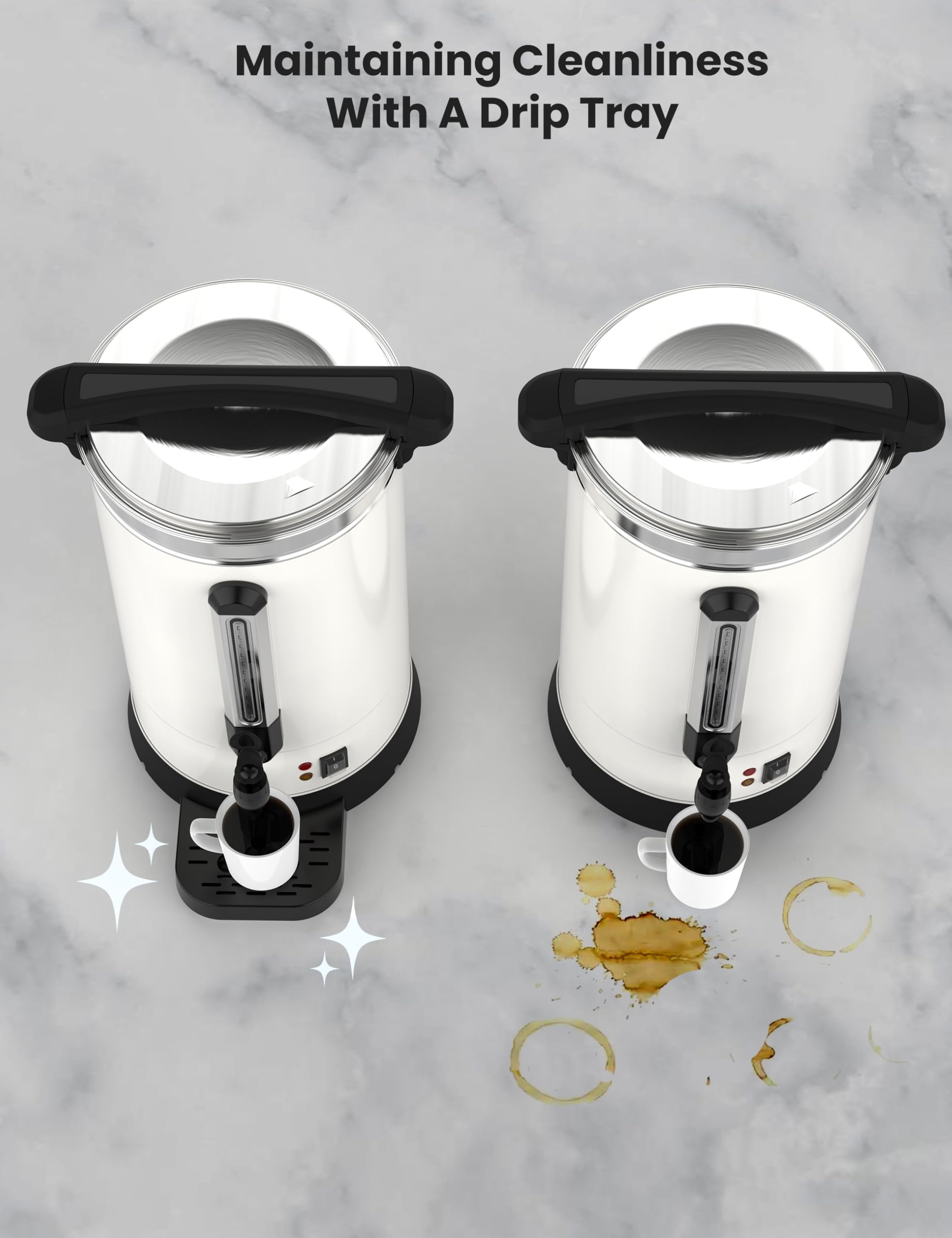120 Cups (18L/4.8 Gallon) Commercial Coffee Maker - Stainless Steel Double Wall Insulated Coffee Urn - Large Capacity Hot Water Dispenser for Buffet Catering, Weddings, Meetings & Office Events - Perfect for Restaurants, Hotels & Catering Services