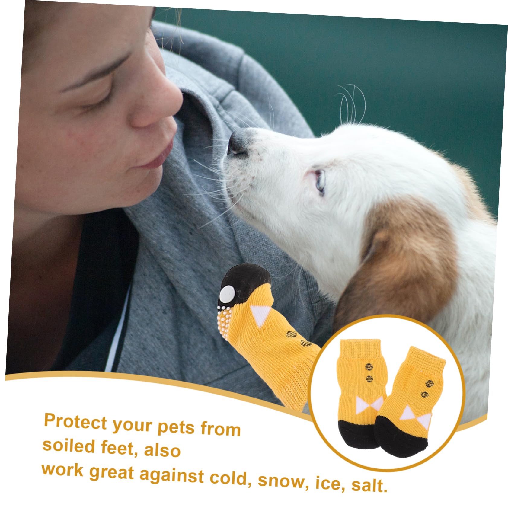 Balacoo 4Pcs Pet Paw Protector Socks - Non-Slip Dog Socks for Small Dogs & Cats, Soft Cotton Puppy Booties for Indoor/Outdoor Use, Perfect for Hardwood Floors & Winter Protection