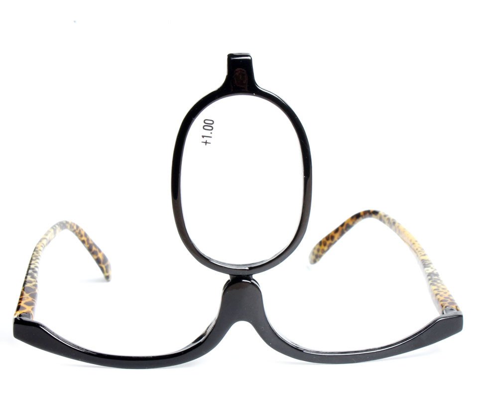 SOOLALA Women's Fashion Flip-Up Reading Glasses with Spring Hinges - Lightweight Blue Light Blocking for Makeup, Reading & Computer Work