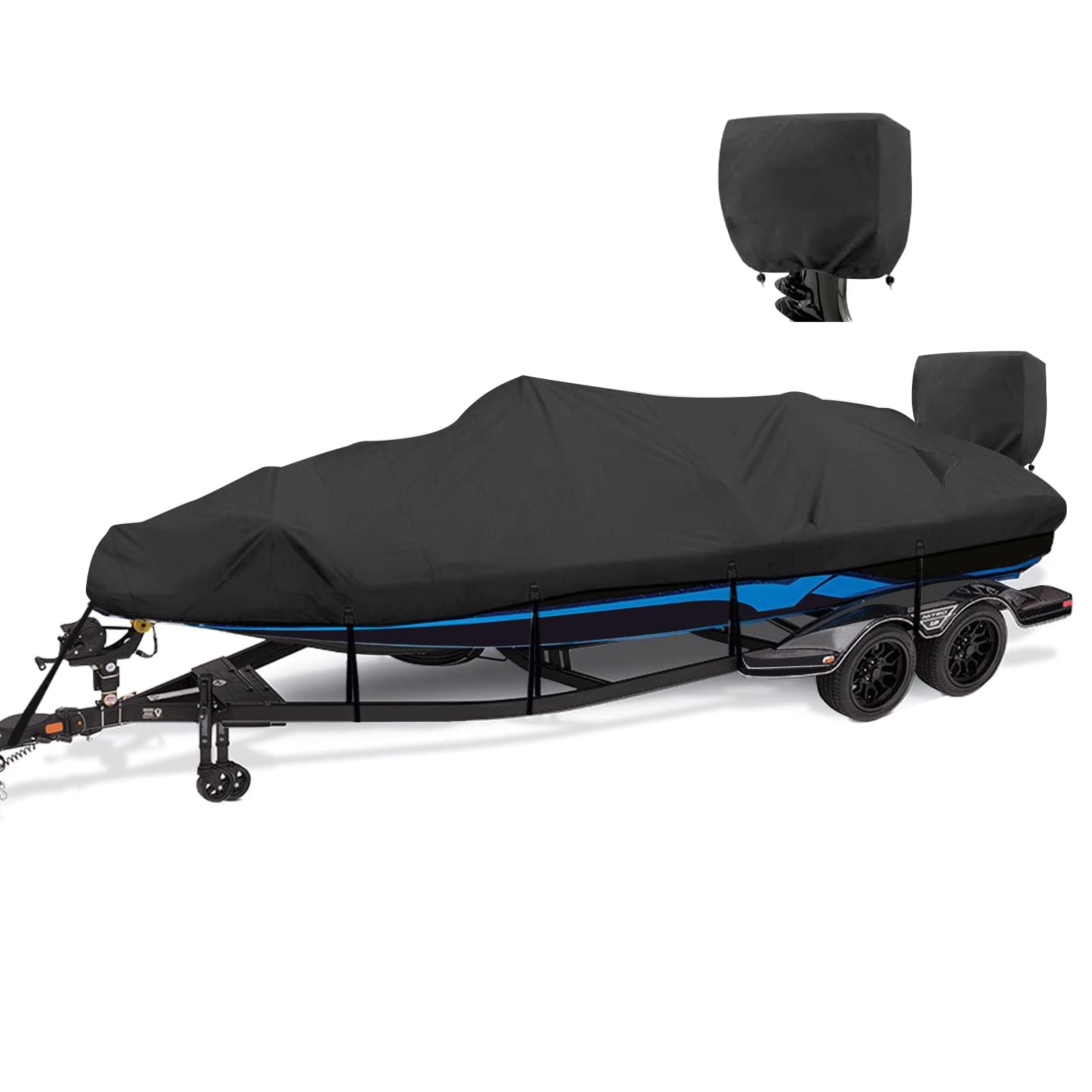 YimSting 17-19ft Waterproof Boat Cover - Heavy Duty 900D Canvas for Bass & V-Hull Boats