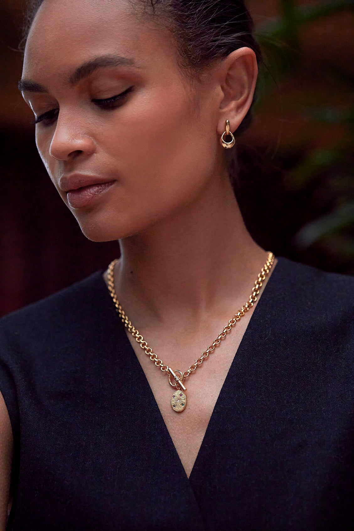 Multi Star T Bar Chunky Necklace for Women - Trendy Layered Gold Plated Statement Jewelry - Perfect for Parties, Date Night & Everyday Wear