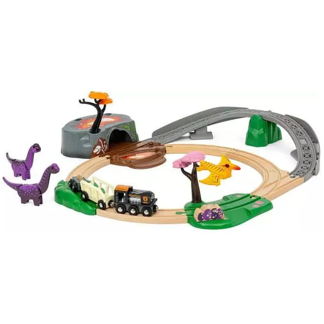 Brio Dinosaur Adventure Set 36094 - Wooden Train Tracks with Dinosaur Toys for Kids Ages 3+ | STEM Learning Toy for Imaginative Play | Perfect for Birthday Gifts & Preschool Playrooms