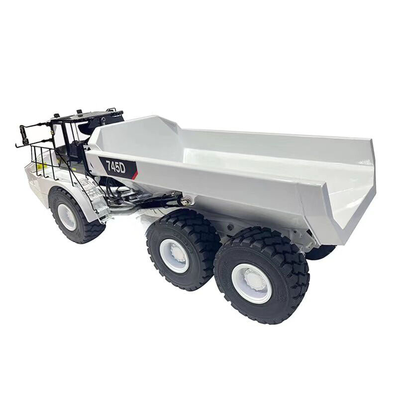 1/14 Scale Ready-To-Run DIM 745D Metal Hydraulic RC Articulated Dump Truck - 6×6 All-Wheel Drive with Light & Sound Effects, Detailed Cab Interior - Perfect for Construction Site Play, RC Hobby Collection, and Outdoor Adventure Activities